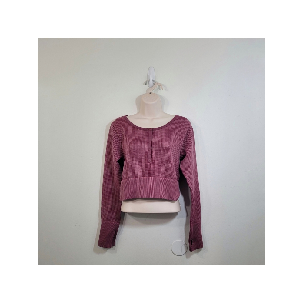 OFFLINE By Aerie Main Squeeze Seamless Waffle Cropped Hanley T-Shirt Size L